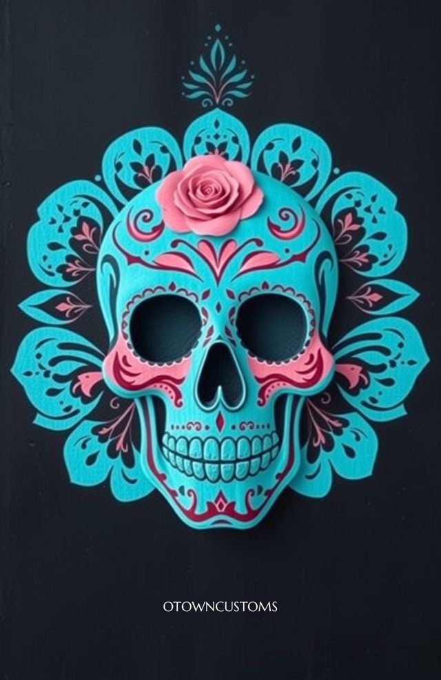 Teal Skull Rose
