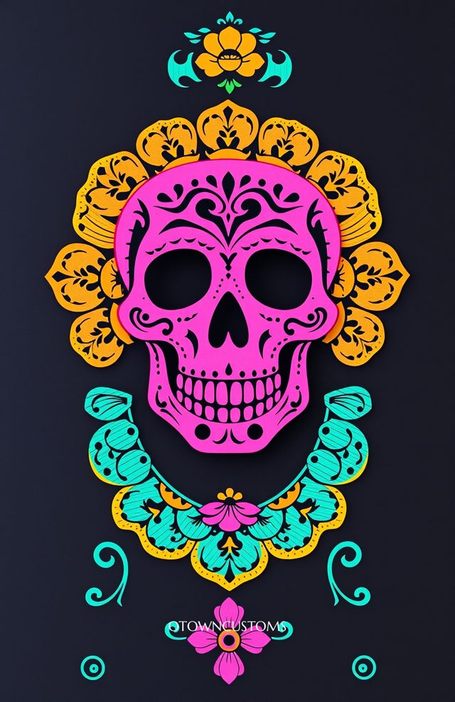 Pink Skull Papel Picado