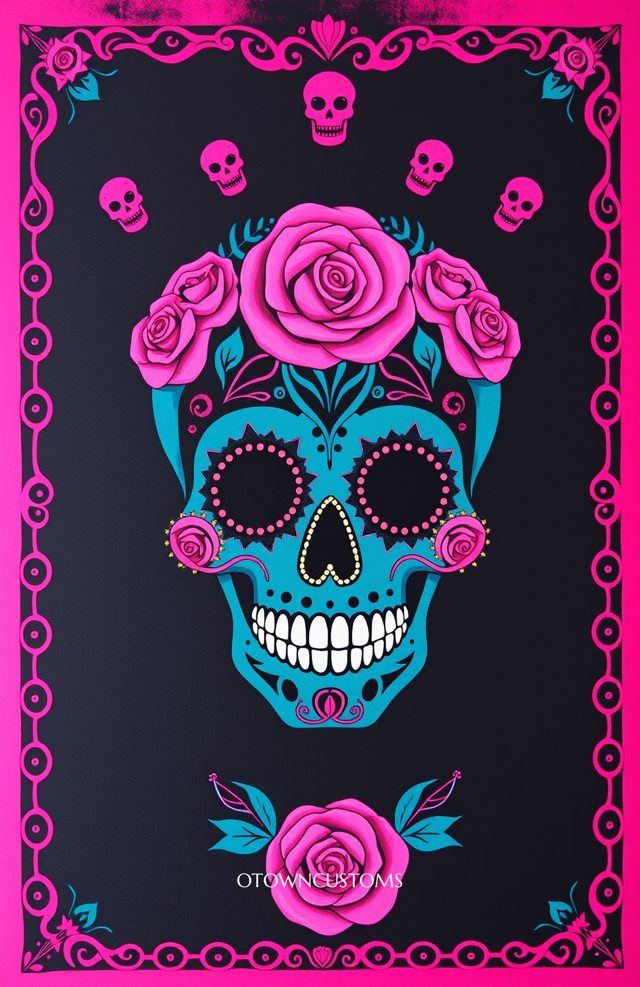 Pink Skull Marigold Rose