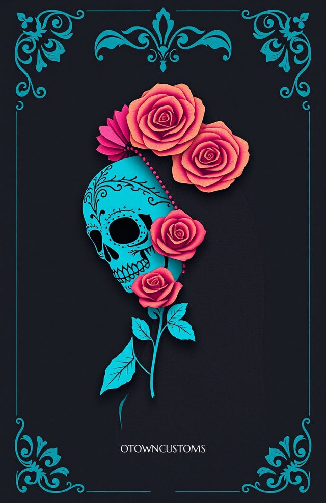 Teal Skull Rose Catrina