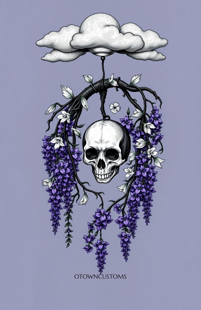 Skull with Wisteria Noose