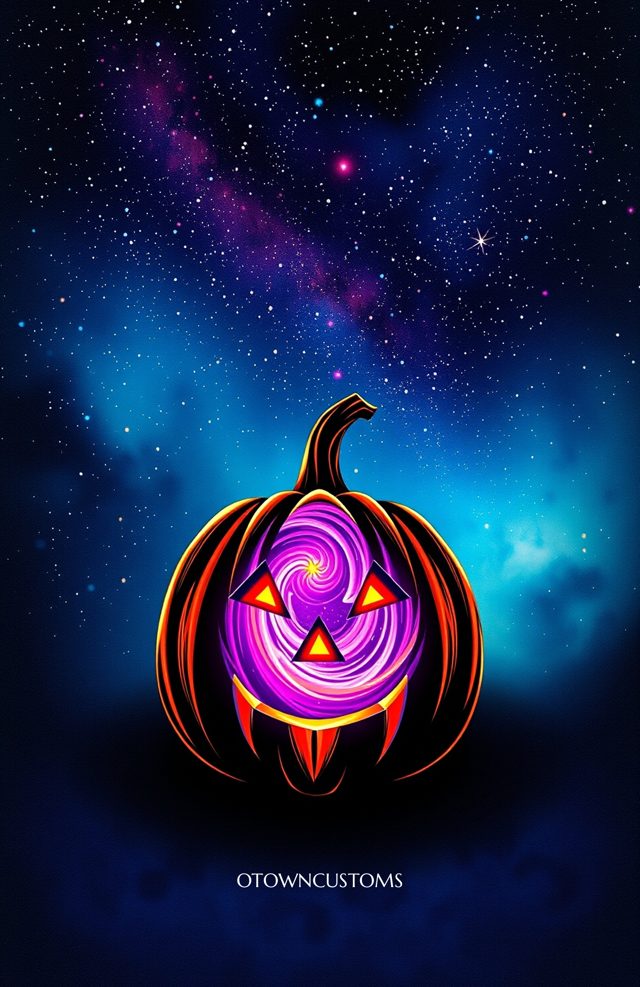 Pumpkin with Cosmic Galaxy Glow