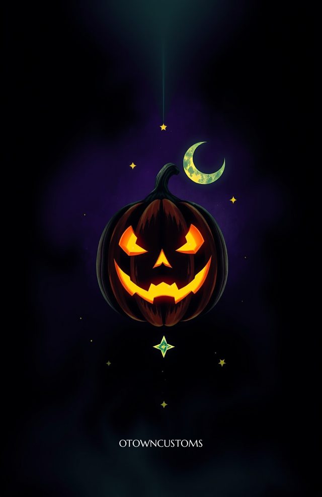Pumpkin with Glowing Tarot Card Motifs
