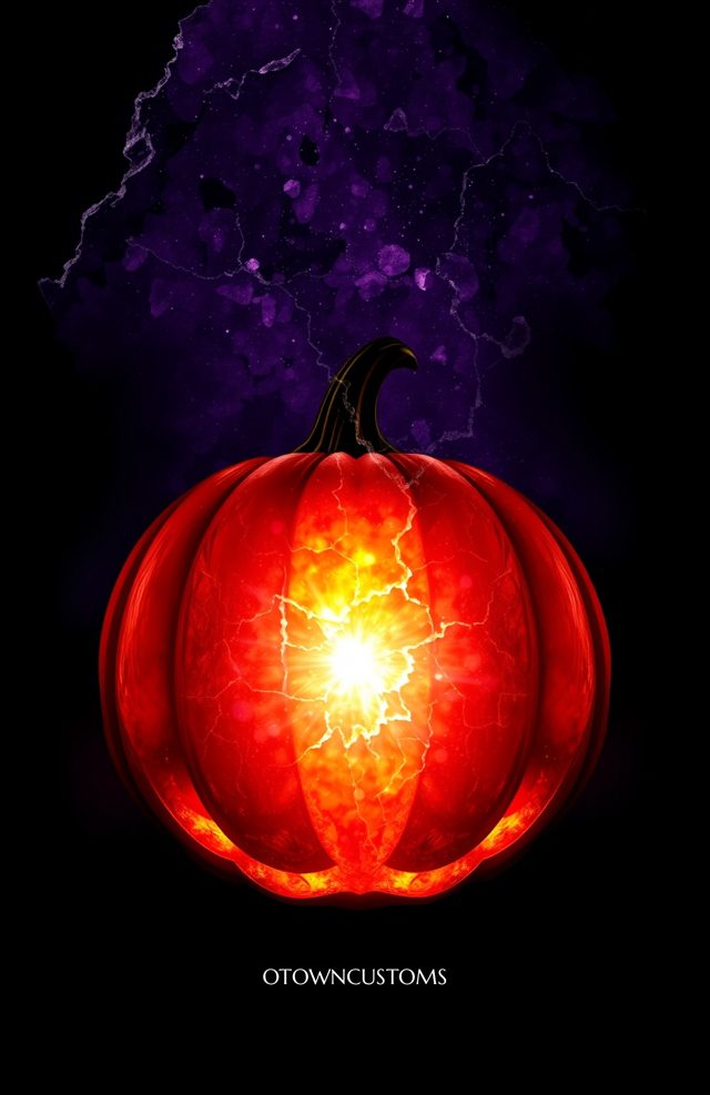 Pumpkin with Glowing Crystal Cracks