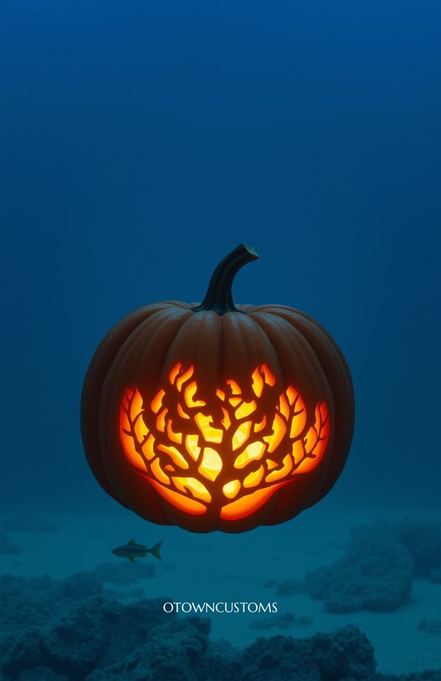 Pumpkin with Glowing Coral Reef