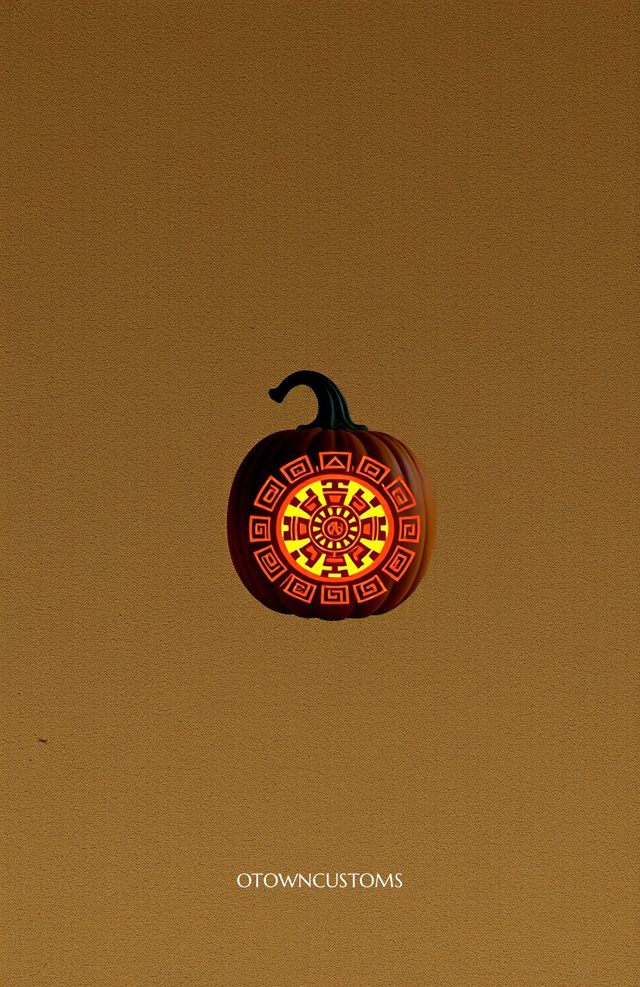 Pumpkin with Glowing Aztec Calendar