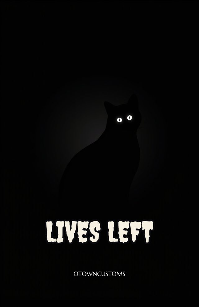 Black Cat Omen Silhouette Typography