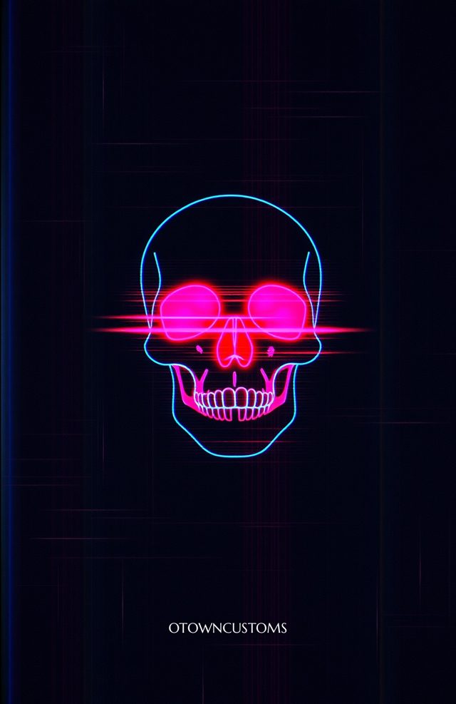 Neon Glitch Skull