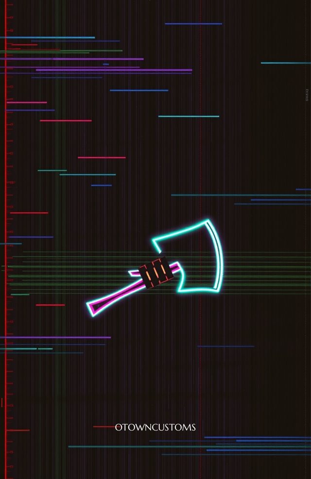 Glitchy Neon Axe Hand