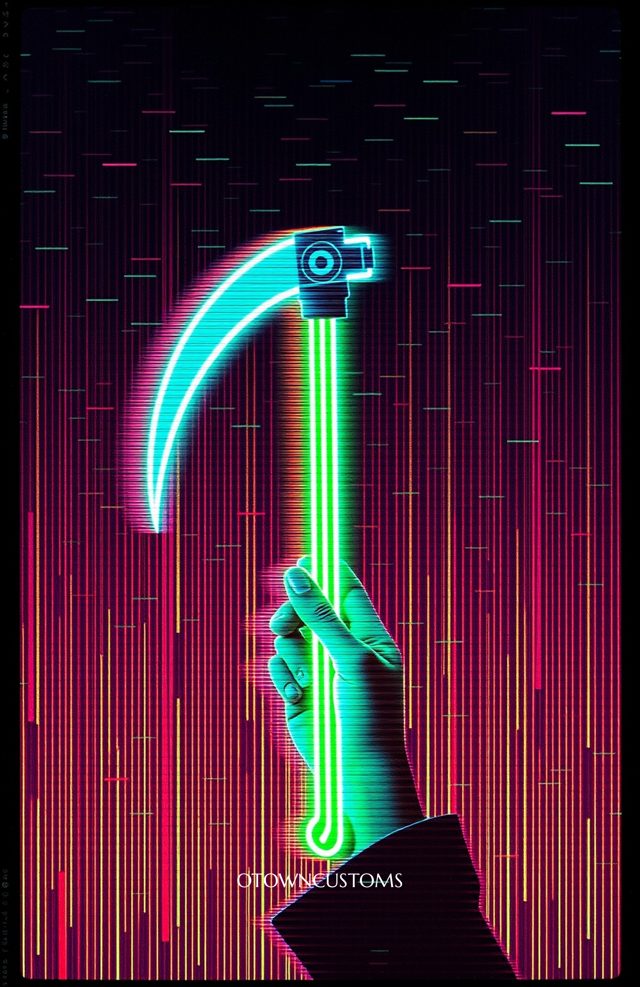 Glitchy Neon Scythe Hand