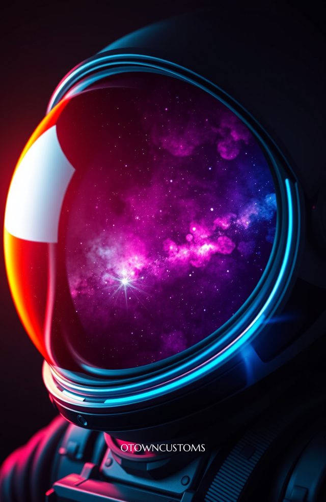 Neon Space Helmet Reflection