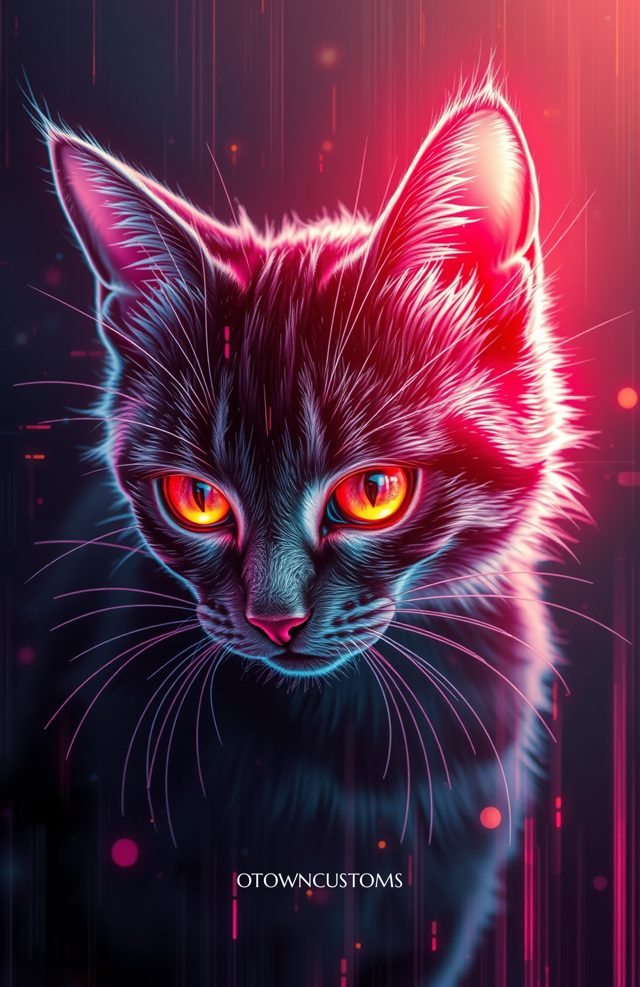 Static Neon Horror Cat