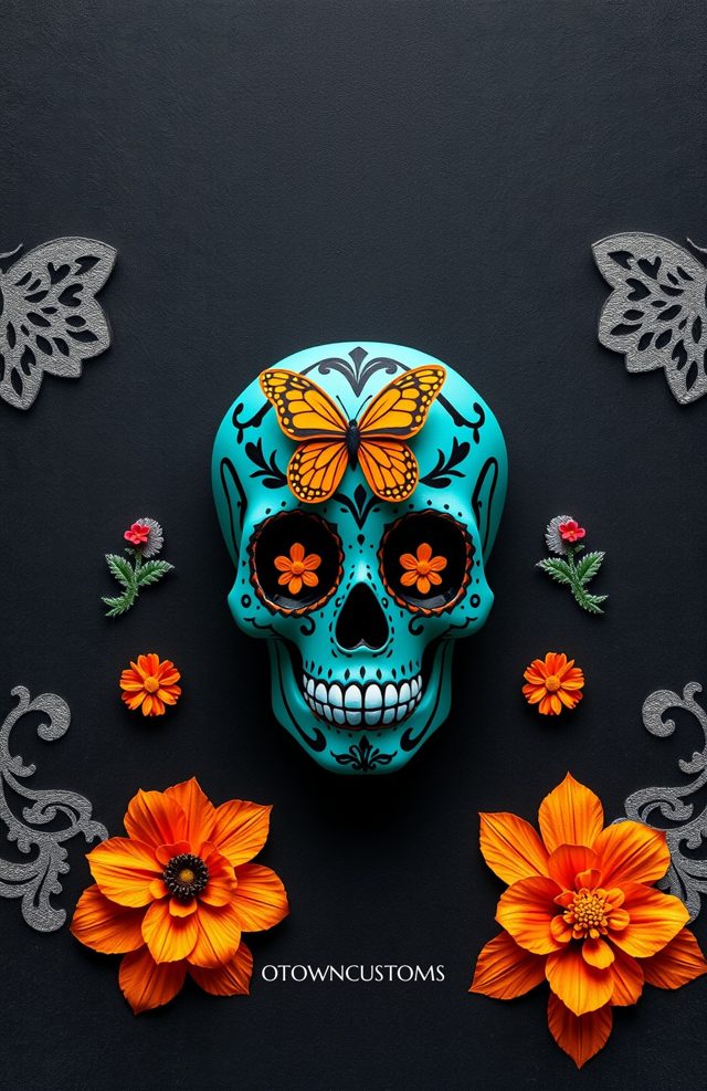 Phone Case: Teal Butterfly Skull