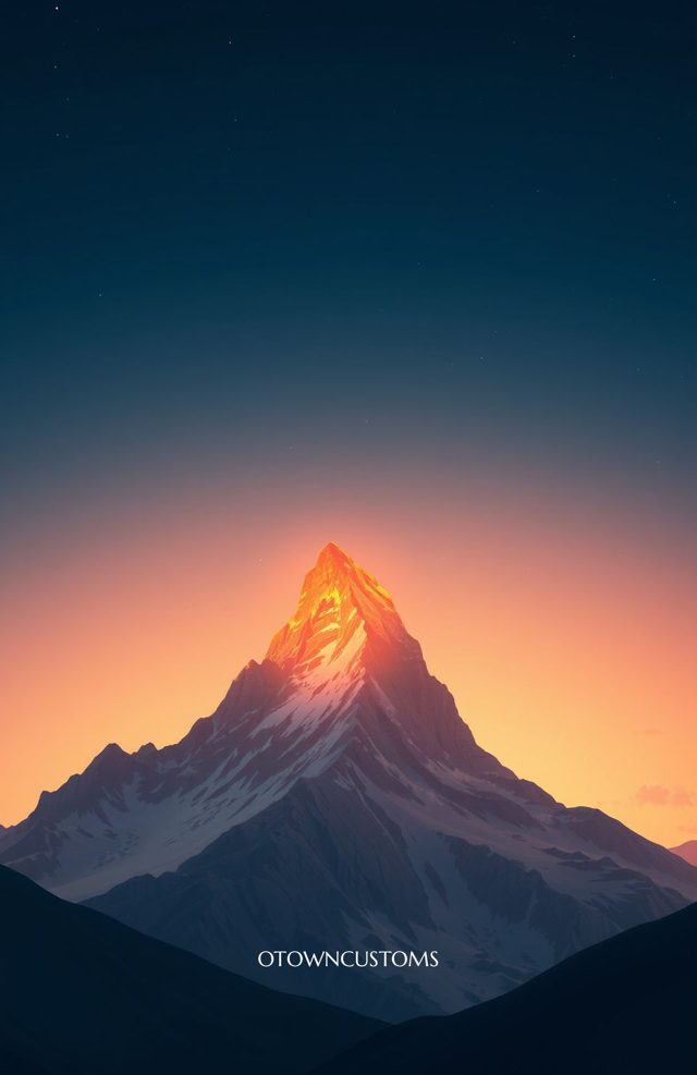 Minimalist Mountain Topographic Ridge Lines