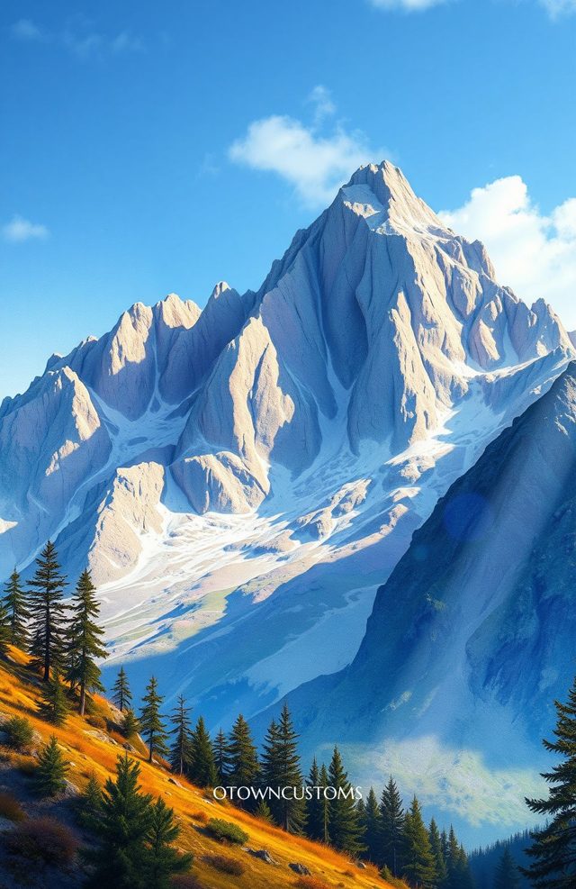 Majestic Mountain Vista Surreal Watercolor