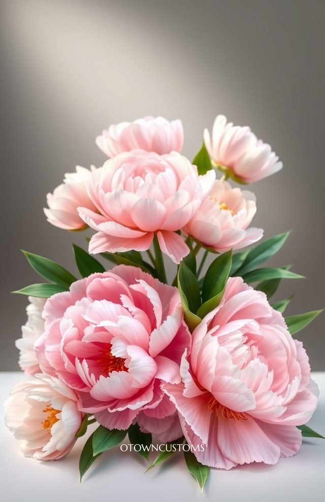 Soft Pastel Charming Peony Bouquet Floral
