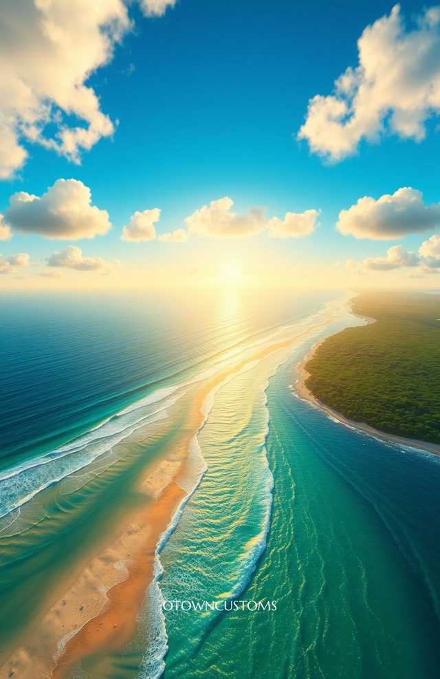 Aerial Beach Sunset Shoreline