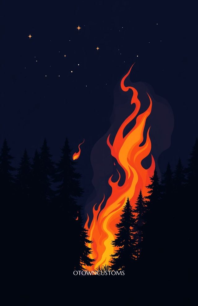 Minimalist Wildfire Glow Nature Drama