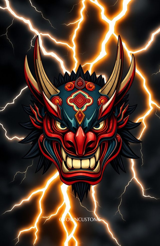 Fierce Japanese Oni Demon Mask
