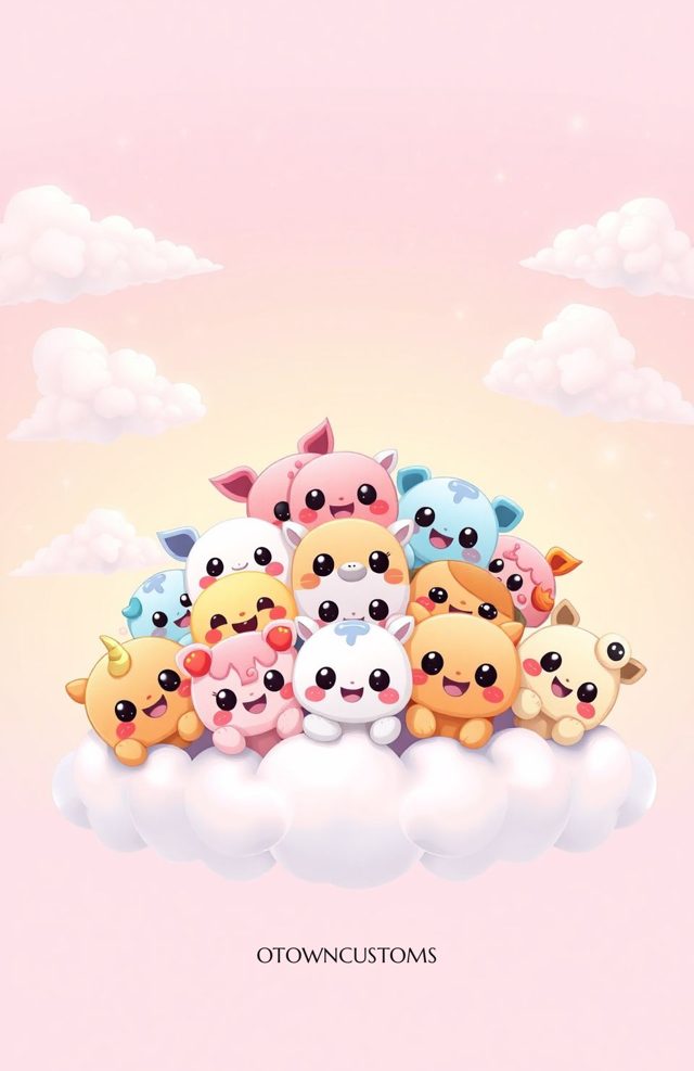 Playful Plushie Pile Kawaii Cute
