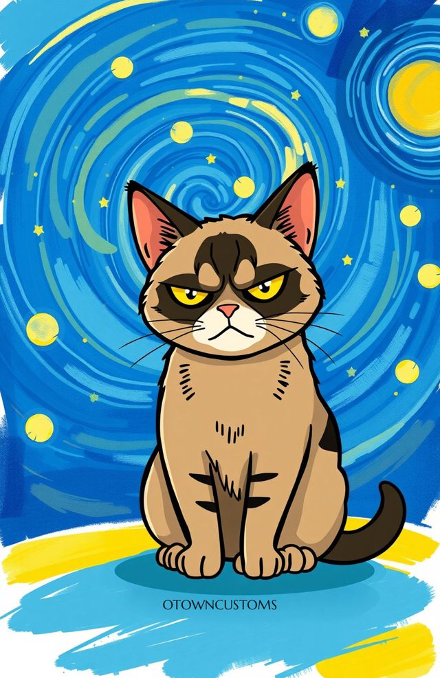 Grumpy Cat Starry Night Van Gogh