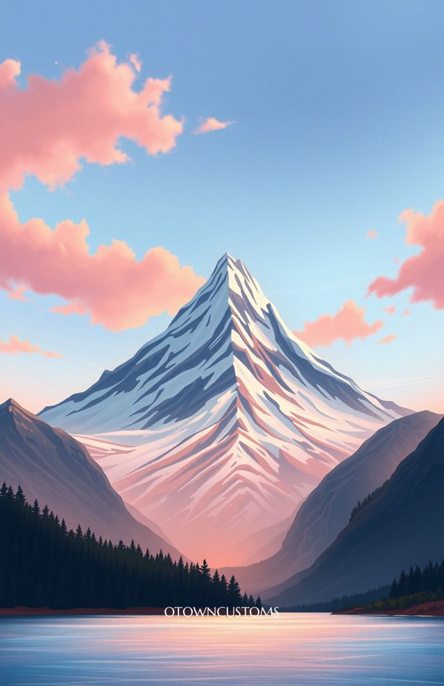 Painterly Scenic Mountain Majesty Reflection