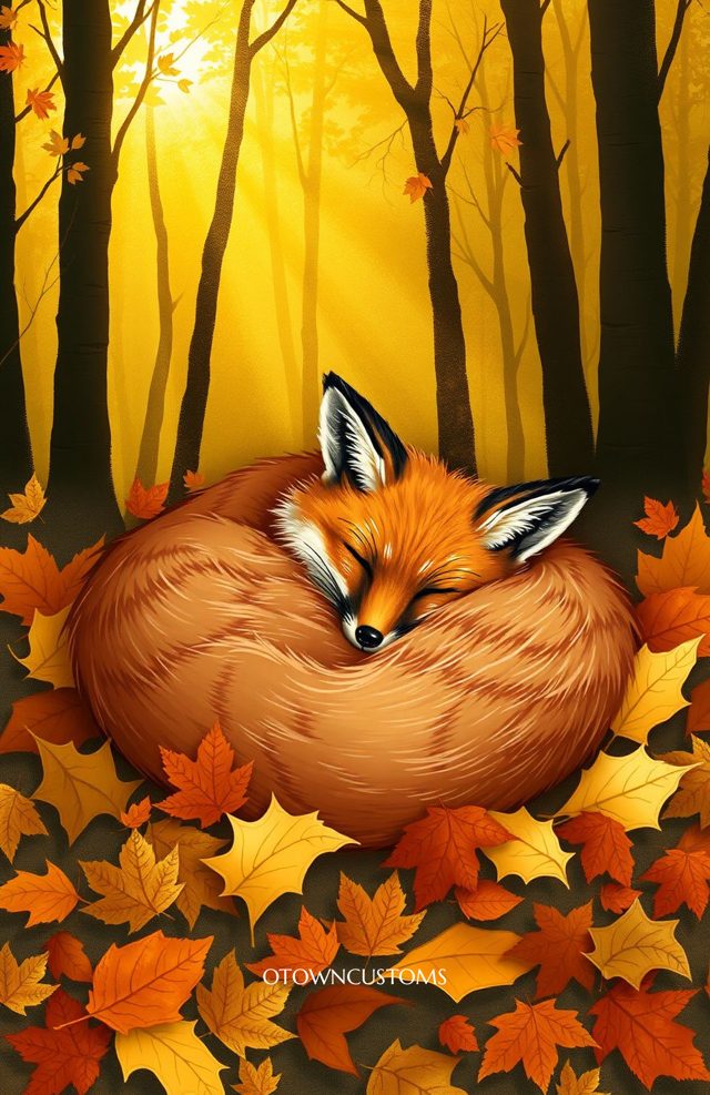 Autumn Forest Fox Sleeping