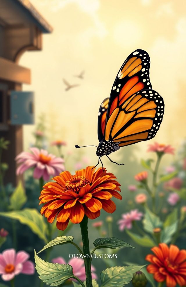 Painterly Cottage Garden Butterfly