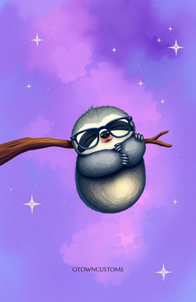 Cosmic Sloth Whimsical Cartoon