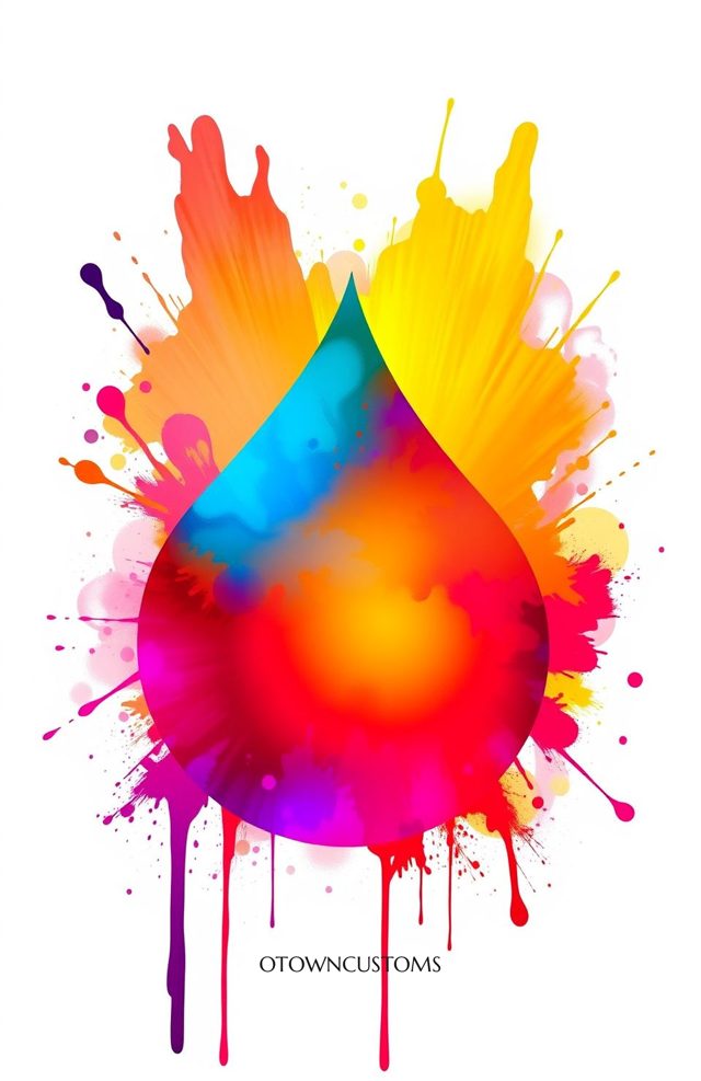 Abstract Neon Drip Paint Splatter