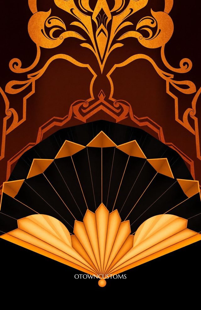 Geometric Art Deco Gold Fan
