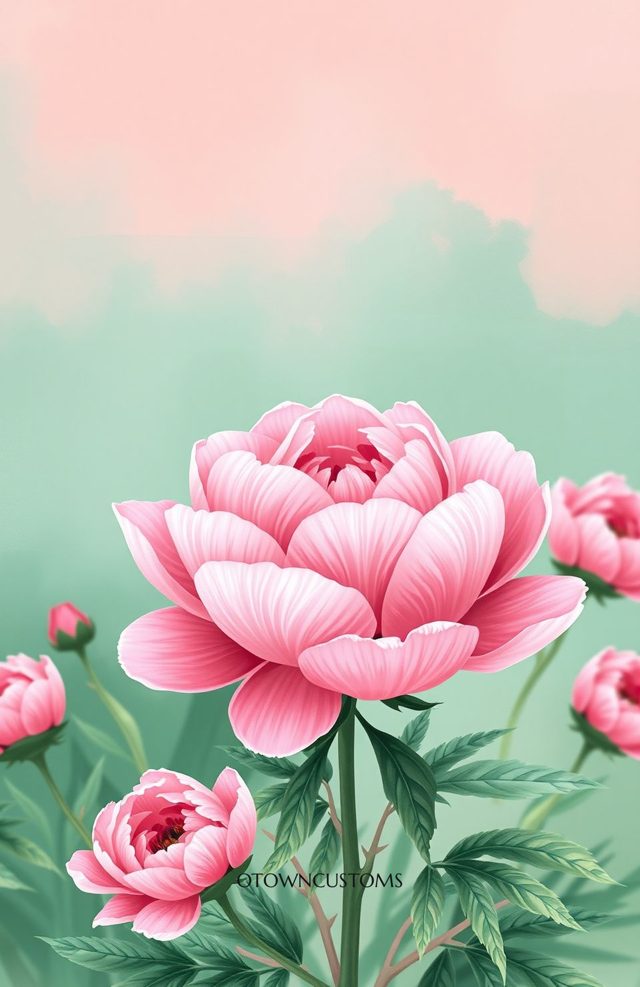 Blooming Peony Soft Floral Illustration