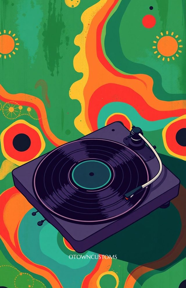 Retro Record Player Psychedelic Art