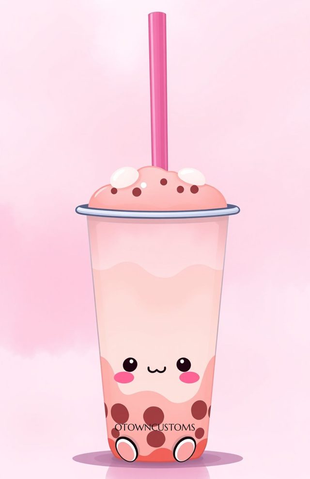 Cute Kawaii Boba Tea Drink
