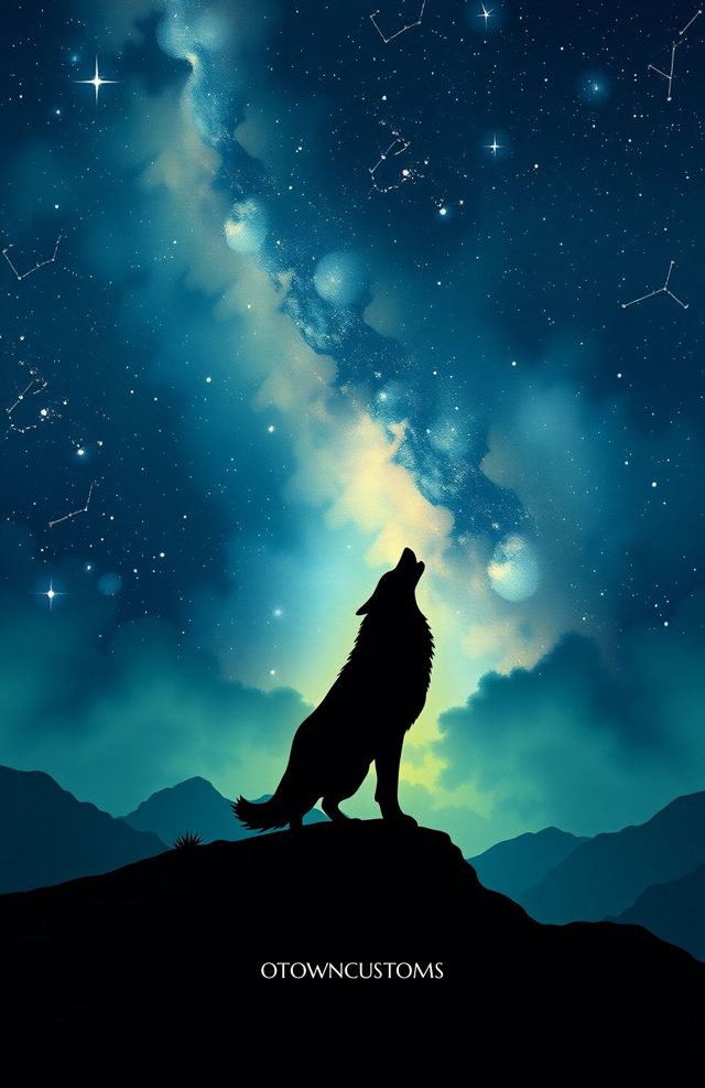 Celestial Wolf Stargazer Silhouette