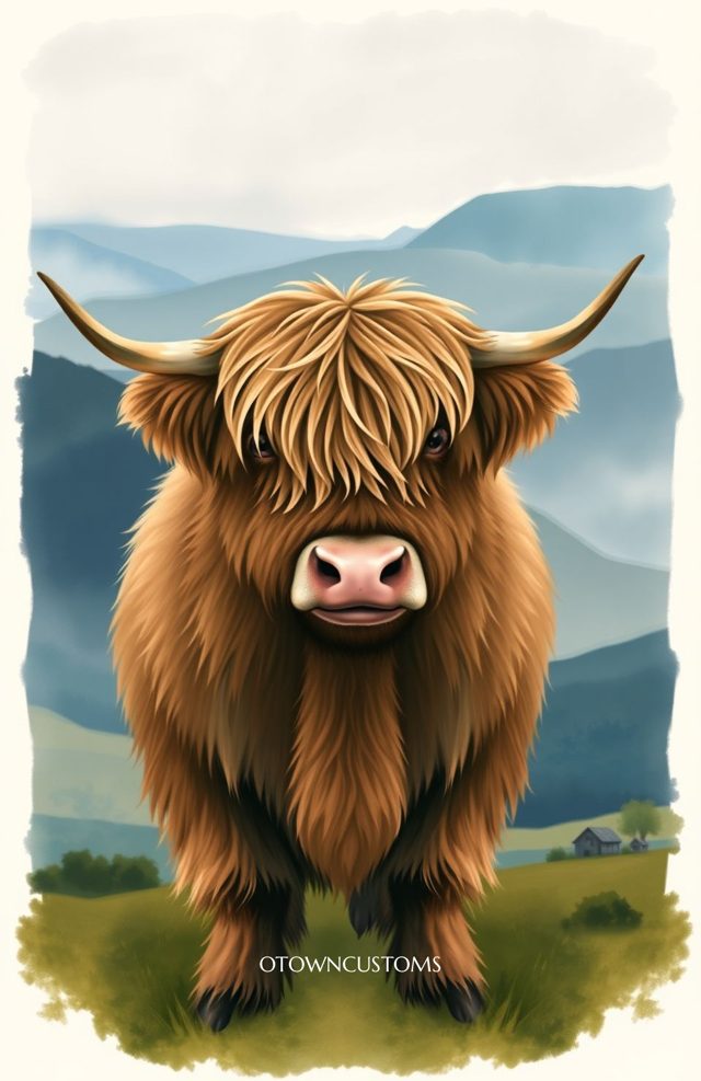 Dreamy Fluffy Highland Cow Portrait