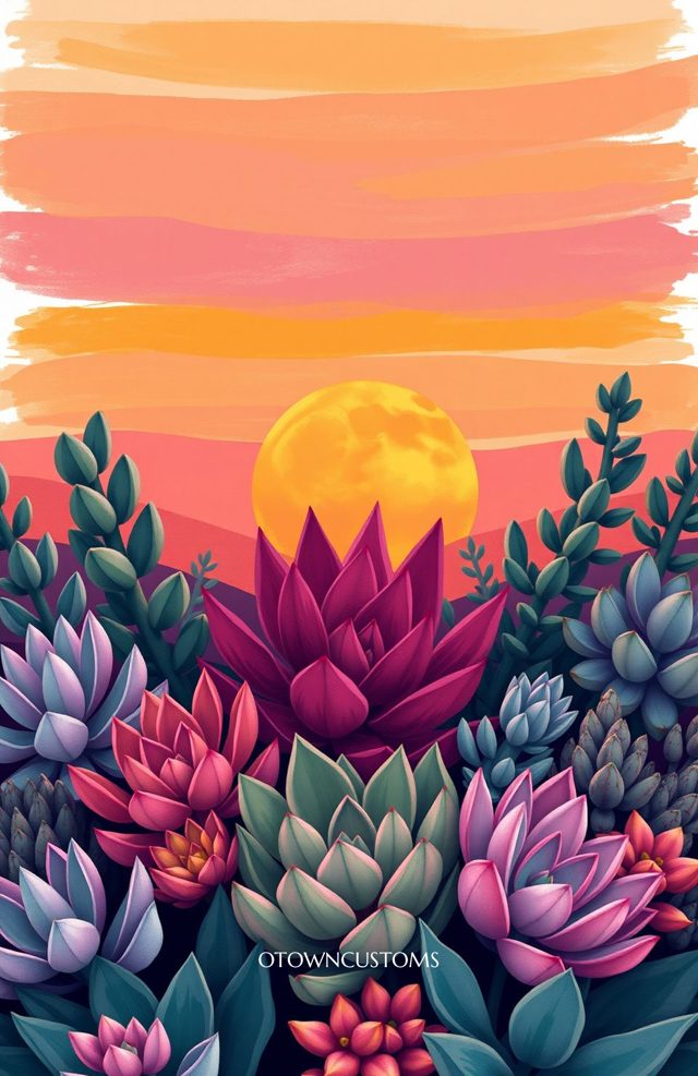 Succulent Garden Sunset Hues Botanical