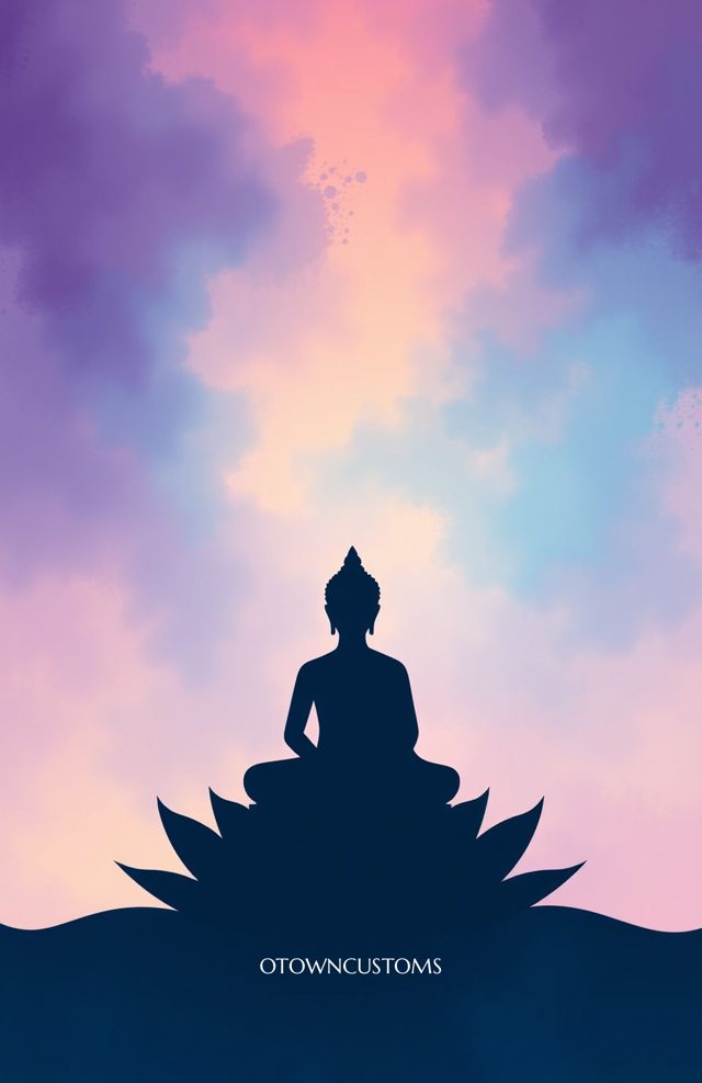 Buddha Silhouette Sunset Meditative Lotus Pose