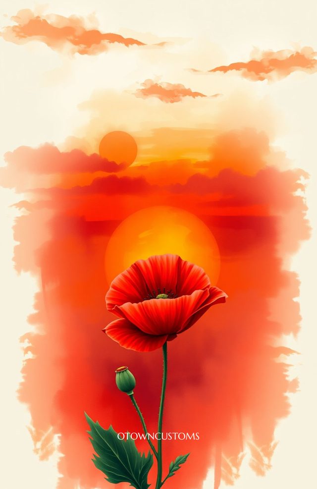 Painterly Sunset Floral Crimson Bloom