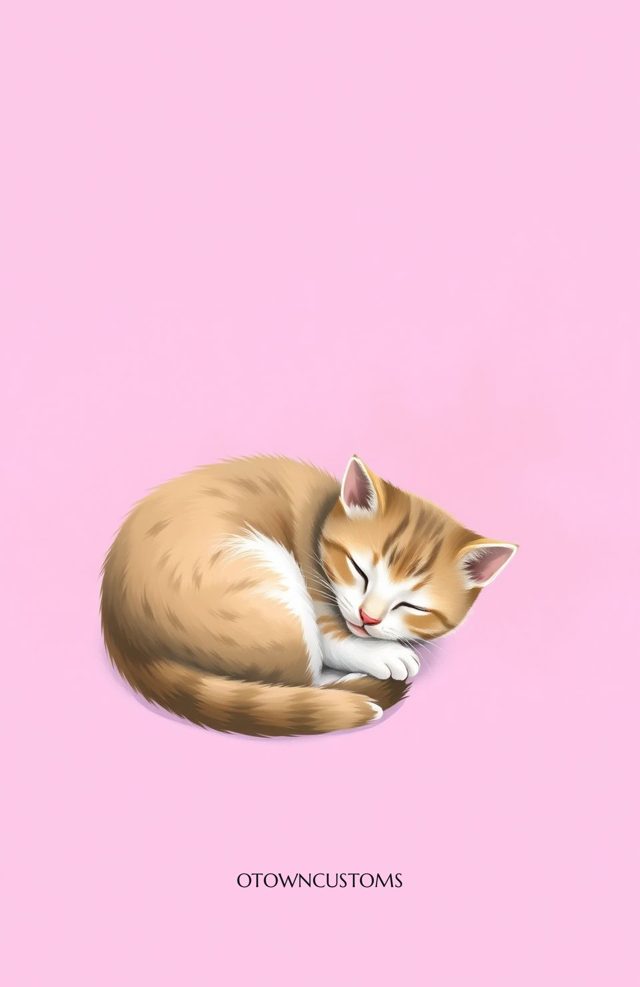 Dreamy Kitten Nap Digital Illustration