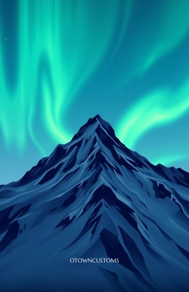 Stylized Mountain Aurora Northern Lights