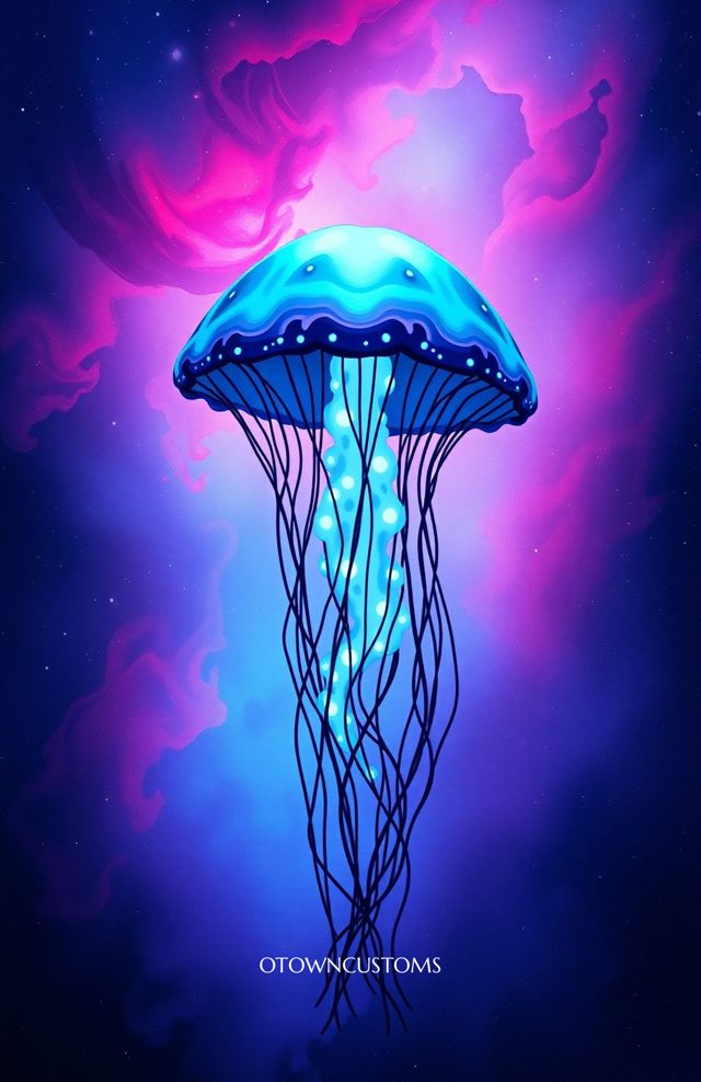 Cosmic Jellyfish Neon Bioluminescent