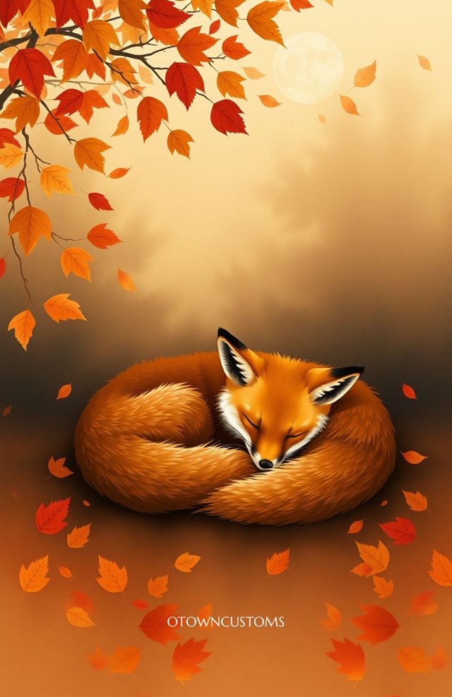 Artistic Autumn Sleeping Fox Leaves