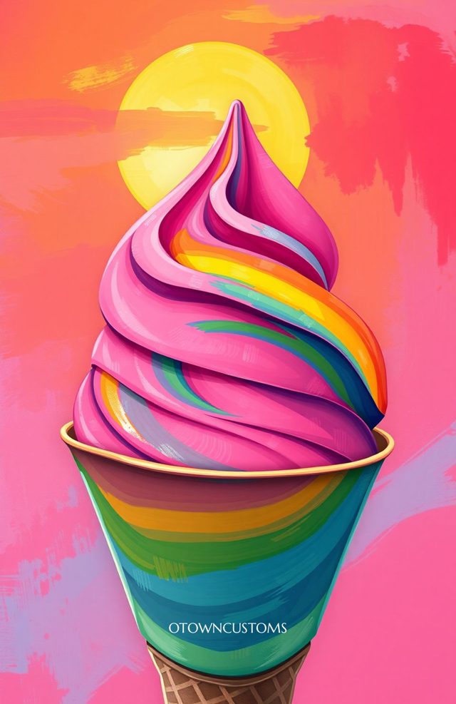 Rainbow Sherbet Swirl Vibrant Cartoon