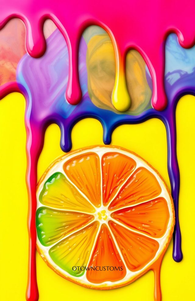 Rainbow Slice Citrus Drip Abstract