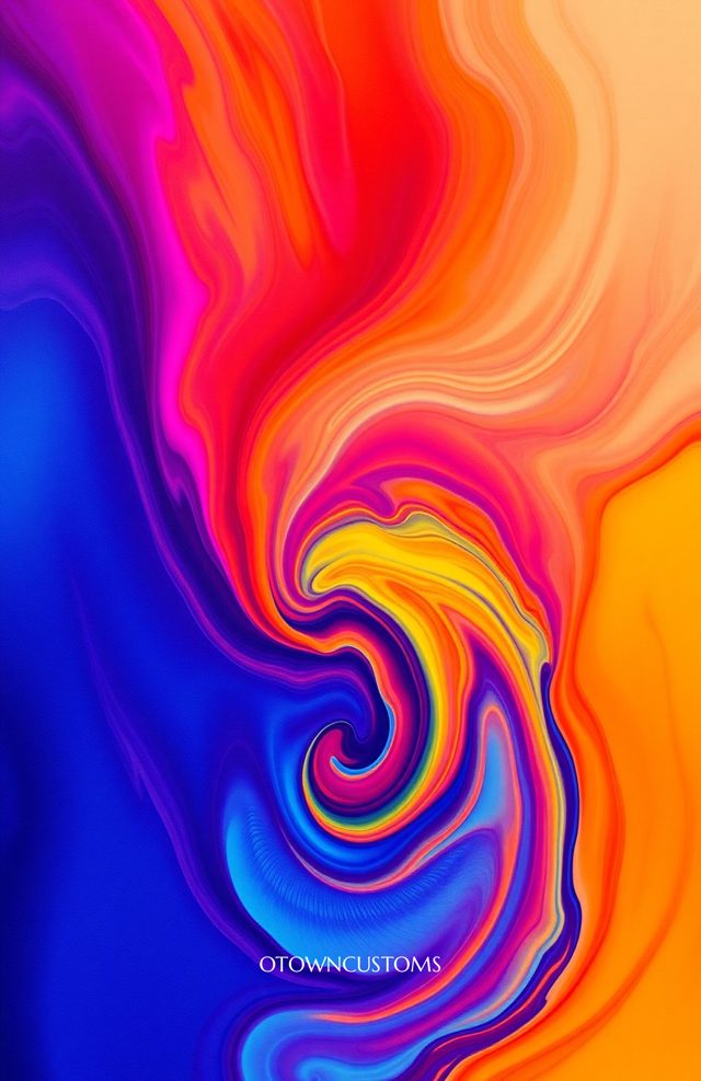 Abstract Rainbow Paint Swirl Geometric