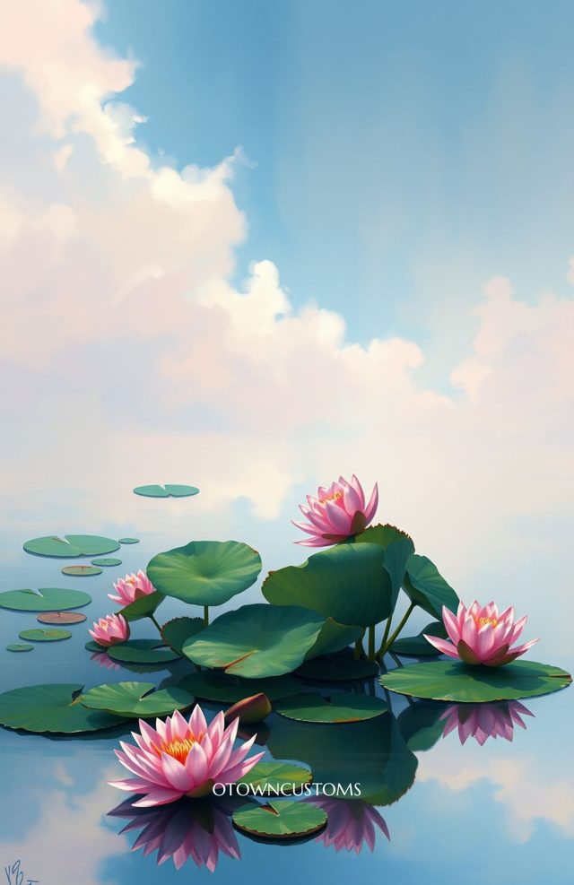 Impressionist Water Lily Floral Reflections