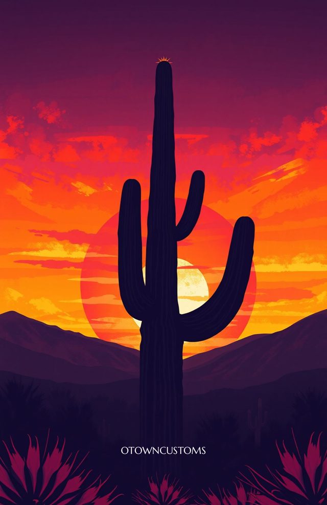 Vibrant Desert Bloom Cactus Sunset