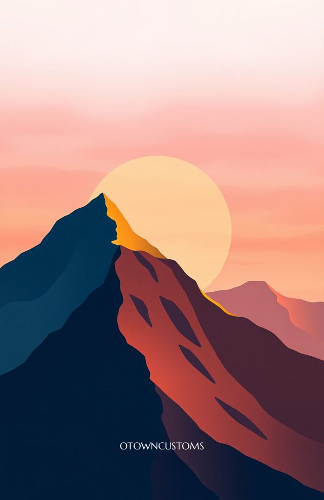 Geometric Mountain Minimalist Sunset