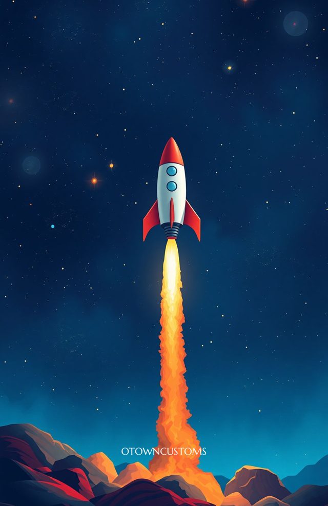 Cartoonish Rocket Launch Space Exploration
